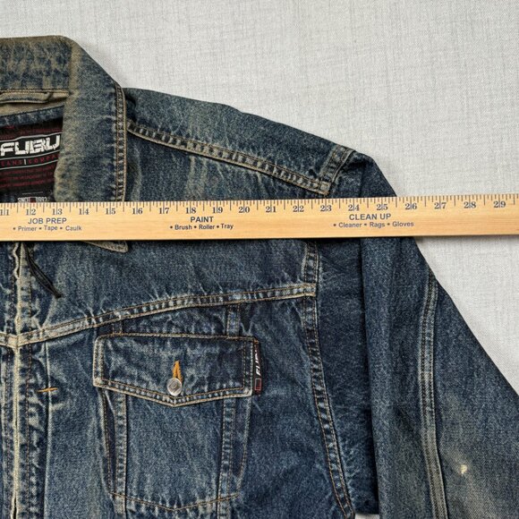 Vintage FUBU Denim Jacket Zip Front Collared Blue Cotton Pockets Size XL - Picture 10 of 14